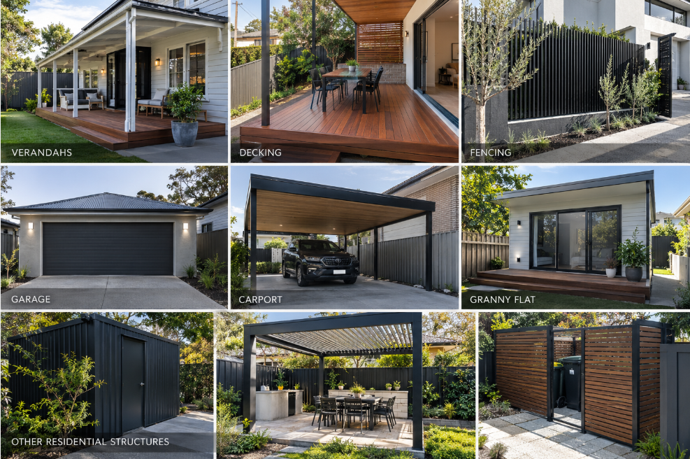 Carport, Garage, Granny Flat, Verandah, Decking & Fencing